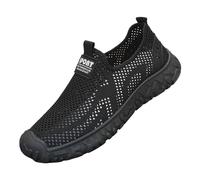 Scarpe da ginnastica da uomo traspiranti in rete traforata con supporto per arco plantare Chunky antiscivolo scarpe sportive leggere comode scarpe ortopediche casual slip-on zeppa piatta, Nero , 41 1