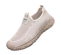 Scarpe da ginnastica da uomo traspiranti in rete traforata con supporto per arco plantare Chunky antiscivolo scarpe sportive leggere comode scarpe ortopediche casual slip-on zeppa piatta, Caff, 39 2/3