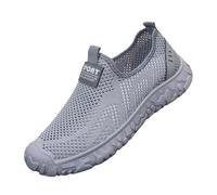 Scarpe da ginnastica da uomo traspiranti in rete traforata con supporto per arco plantare Chunky antiscivolo scarpe sportive leggere comode scarpe ortopediche casual slip-on zeppa piatta, Grigio, 40 2