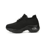Scarpe da ginnastica di grandi dimensioni leggere scarpe da donna che aumentano un piede elastico volante tessuto calzini scarpe casual madre scarpe a dondolo - tutto nero, 39