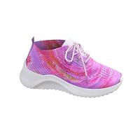 Scarpe da ginnastica di sicurezza delle donne delle donne delle donne di slittamento di stampa Plus Size aumento di altezza Scarpe Quotidiano Estate Zeppa Tacco Vacanza Moda Carino Tissage Vol, rosa