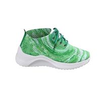 Scarpe da ginnastica di sicurezza delle donne delle donne delle donne di slittamento di stampa Plus Size aumento di altezza Scarpe Quotidiano Estate Zeppa Tacco Vacanza Moda Carino Tissage Vol, Verde
