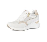 inblu Scarpe da Ginnastica Donna Colorate e Strass Laterali con Leggero Tacco, Chiusura con Lacci e Cerniera, Bianco, 36 EU