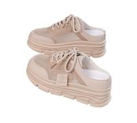 Scarpe da ginnastica donna con plateau senza schienale in mesh Traspirante Ciabatte punta chiusa casual lacci antiscivolo Altezza Boost Calzature estive quotidiane