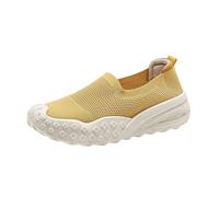 Scarpe da Ginnastica Donna Sneakers Beige Modello Senza Allacciatura Confortevole Adatto spostamenti giornalieri Passeggiate tranquille e momenti di Svago Quotidiano(Giallo37)