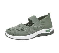 Scarpe da ginnastica estive da donna, alla moda, a righe, traspiranti, comode, casual, senza lacci, suola morbida, scarpe ortopediche da passeggio, Verde, 37.5 EU