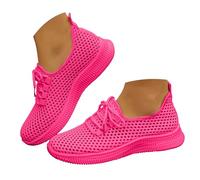 Scarpe da ginnastica estive da donna, leggere, in rete, traspiranti, memory foam, comode scarpe da ginnastica, da corsa, da strada, rosa intenso, 38.5 EU