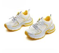 Scarpe da Ginnastica in Rete da Donna alla Moda - Sneakers Oxford Traspiranti Leggere con Lacci Casual, Primavera-Autunno, con Tendenza Abbinata ai Colori, Scarpe Basse Versatili,Yellow-36