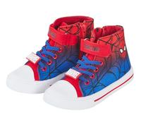 Scarpe da ginnastica in tela con cerniera, motivo Spiderman, per bambini, con cerniera, Nero e rosso, 25 EU