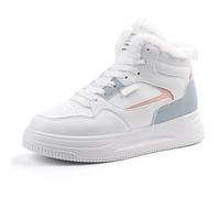 Scarpe da ginnastica invernali da donna con zeppa spessa e fodera in pile felpato, calde per passeggiate con clima freddo e uso quotidiano, Bianco/nero, 39 EU