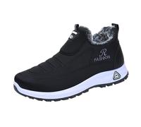 Scarpe da ginnastica invernali da uomo casual foderate in peluche, calde e durevoli, per pendolarismo quotidiano e rilassato stile invernale all'aperto, Nero , 40 2/3 EU