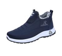 Scarpe da ginnastica invernali da uomo casual foderate in peluche, calde e durevoli, per pendolarismo quotidiano e rilassato stile invernale all'aperto, Blu scuro, 40 2/3 EU