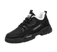 Scarpe da ginnastica invernali da uomo con fodera in pelliccia sintetica, stringate, casual, con suola spessa e dettagli a contrasto, calde scarpe da passeggio con soletta imbottita, stile streetwear