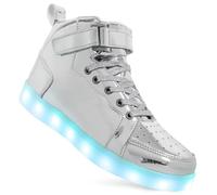 Scarpe da Ginnastica Luminose con Luci per Bambino per Adulti Scarpe da Ragazzi Ragazze Ricarica USB LED Illuminati Scarpe Lampeggianti Alte Xmas (B-Silver,42)