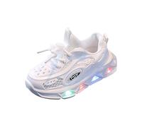 Scarpe da ginnastica luminose per bambini, ragazzi e ragazze, scarpe da corsa lampeggianti, leggere, traspiranti, scintillanti, sportive, senza lacci, cinghie regolabili, scarpe larghe, bianco, 31 EU