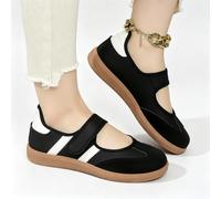 Scarpe da ginnastica Mary Jane da donna con cinturino a T, stile retrò, con due strisce, con gancio e anello, antiscivolo, casual, comode per tutti i giorni
