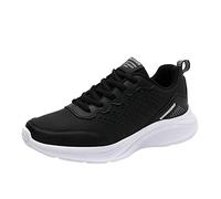 Scarpe da ginnastica nere con zeppa da donna, scarpe da corsa atletiche in rete traspirante, scarpe da passeggio con suola morbida e spessa, scarpe da ginnastica antiscivolo basse, vestibilità ampia