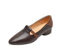 Scarpe da ginnastica nere da donna, in stile francese, con tacco in morbida pelle abbinata, per l'estate, con foro appuntito, per il Regno Unito, Marrone, 38.5 EU
