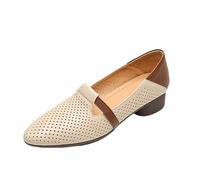 Scarpe da ginnastica nere da donna, in stile francese, con tacco in morbida pelle abbinata, per l'estate, con foro appuntito, per il Regno Unito, bianco, 38.5 EU