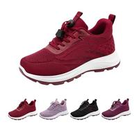 Scarpe da ginnastica ortopediche, con pizzo rotondo, traspiranti, basse, scarpe sportive da donna, stringate, scarpe da tennis, antiscivolo, comode, fitness, escursionismo, Colore: rosso, 40 EU