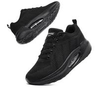 Scarpe da ginnastica ortopediche da donna, con cuscinetto d'aria, leggere, traspiranti, da corsa, con suola a rocker antiscivolo, scarpe sportive da donna, Nero , 40 EU