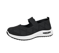 Scarpe da ginnastica ortopediche da donna, vestibilità larga, in rete traspirante, senza schienale, sandali Mary Jane con suola antiscivolo, scarpe estive leggere per passeggiate all'aperto, Nero