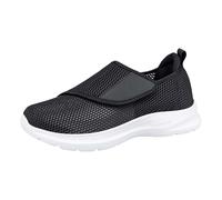 Scarpe da ginnastica ortopediche da uomo, comode, in rete, traspiranti, leggere, con gancio regolabile e cinturino ad anello per l'uso quotidiano per il tempo libero, Grigio scuro, 4 UK Wide