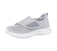 Scarpe da ginnastica ortopediche da uomo, comode, in rete, traspiranti, leggere, con gancio regolabile e cinturino ad anello per l'uso quotidiano per il tempo libero, Grigio, 38 EU