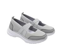 Scarpe da ginnastica ortopediche Mary Jane da donna, in rete traspirante, con suola spessa, comode, antiscivolo, da jogging, da indossare tutti i giorni, estive, breach, escursionismo, Grigio, 37.5 EU