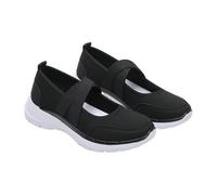 Scarpe da ginnastica ortopediche Mary Jane da donna, in rete traspirante, con suola spessa, comode, antiscivolo, da jogging, da indossare tutti i giorni, estive, breach, escursionismo, Nero , 39.5 EU