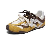Scarpe da Ginnastica Oxford con Plateau da Donna alla Moda - Sneakers Casual Leggere con Lacci per La Primavera E L'autunno, con Colori Coordinati, Scarpe Basse Snellenti E Versatili,Yellow-36