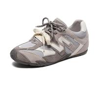 Scarpe da Ginnastica Oxford con Plateau da Donna alla Moda - Sneakers Casual Leggere con Lacci per La Primavera E L'autunno, con Colori Coordinati, Scarpe Basse Snellenti E Versatili,Grey-39