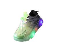 Scarpe da ginnastica per bambine e ragazze, in rete lampeggiante, con cinghie regolabili, scarpe da tennis scintillanti, leggere, piatte e larghe, Verde, 30 EU