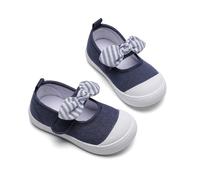 Scarpe da Ginnastica per Bambine morbide Traspiranti Leggere comode con Design Fiocco Floreale Adatte dai dodici ai Tre Anni e (Blue, 23 Toddler)