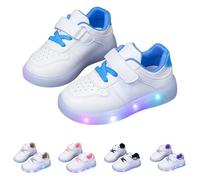 Scarpe da ginnastica per bambini con suola glitterata in gomma piatta senza pizzo, leggere, traspiranti, casual, per ragazzi e ragazze, antiscivolo, per corsa all'aperto, prime camminate, Blu, 31 EU