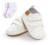 Scarpe da Ginnastica per Bambini da Bambina Scarpe da Bambino Scarpe da Passeggio per Primi Passi in Pelle PU Scarpe da Ginnastica Antiscivolo per Neonati da 12 a 18 Mesi con calzino