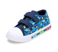 Scarpe da ginnastica per bambini e bambine, in tela, facili da allacciare, con gancio e passanti, Squalo oceano, 30 EU