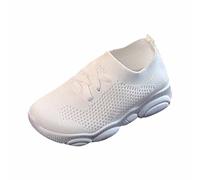 Scarpe da ginnastica per bambini, in rete, traspiranti, casual, per ragazzi e ragazze, con suola morbida, design leggero, calzature per tutti i giorni per bambini per la scuola, 04 bianco., 27 EU