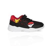 Scarpe da ginnastica per bambini Pikachu Trainer con licenza ufficiale Pokemon, con cinturino di fissaggio al tatto, leggere, per ragazze, taglie da 9 a 2, Nero , 34 EU