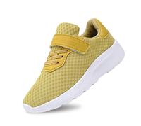 Scarpe da ginnastica per bambini, scarpe da ginnastica leggere, traspiranti, piatte antiscivolo, per il fitness, per la corsa sulla strada, per bambini e attività all'aperto, giallo., 28 EU
