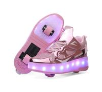 Scarpe da Ginnastica per Bambini, Scarpe da Skateboard a Due Ruote, Luce a Cambio Colore Regolabile, Ricarica USB, Universale per Ragazzi e Ragazze,Rosa 35 EU.
