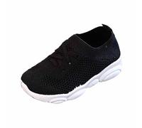 Scarpe da ginnastica per bambini, scarpe sportive per bambini, traspiranti, piatte antiscivolo, per il fitness, per la corsa sulla strada, per bambini, Nero , 28 EU