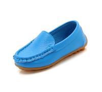 Scarpe da ginnastica per ragazzi in pizzo sintetico morbido slip on mocassini vestito piatto barca casual scarpe da passeggio pompe PE, blu cielo, 33 EU