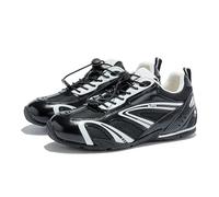 Scarpe da Ginnastica retrò Oxford da Donna alla Moda - Sneakers Casual Leggere con Lacci, Primavera-Autunno, con Colori Coordinati, Scarpe Basse Versatili,Black-36