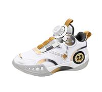 Scarpe da ginnastica Scarpe da ginnastica Youth 2024 Nuove scarpe da basket in rete per ragazzi con bottoni rotanti, scarpe sportive per bambini medi e grandi, gold, 37 EU