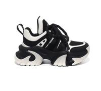 Scarpe da ginnastica spesse per donne e ragazze con suola spessa 6,1 cm, comode e leggere, Mesh_black & White, 35.5 EU