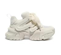 Scarpe da ginnastica spesse per donne e ragazze con suola spessa 6,1 cm, comode e leggere, Mesh & Cut-outs_bianco, 37 EU