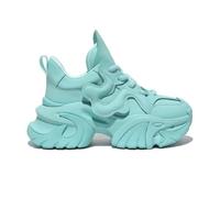 Scarpe da ginnastica spesse per donne e ragazze con suola spessa 6,1 cm, comode e leggere, Pelle_blu, 37.5 EU