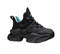 Scarpe da ginnastica spesse per donne e ragazze con suola spessa 6,1 cm, comode e leggere, Pelle_nero, 39 EU