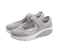 Scarpe da ginnastica sportive da donna con zeppa e suola in rete traspirante Mary Jane scarpe da ginnastica per passeggiate fitness e viaggi, Grigio, 40.5 EU